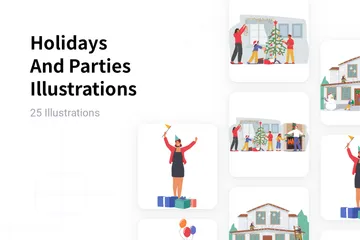 Vacaciones y fiestas Paquete de Ilustraciones