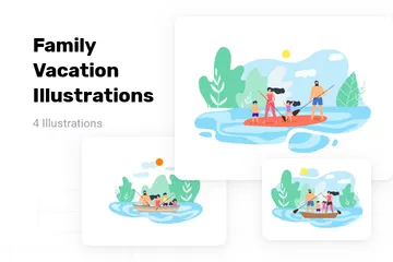 Vacances en famille Pack d'Illustrations