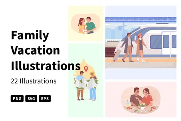 Vacances en famille Pack d'Illustrations
