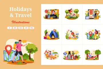 Vacances et voyages Illustration Pack