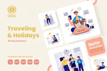 Voyages et vacances Pack d'Illustrations
