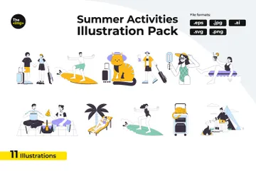 Voyageurs en vacances Pack d'Illustrations