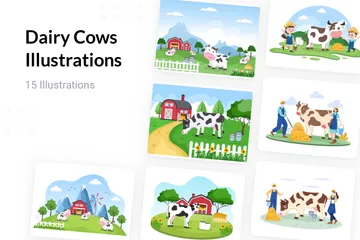 Vacas lecheras Paquete de Ilustraciones