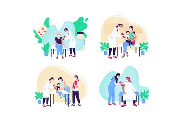 Vaccination Adultes Et Enfants Pack d'Illustrations