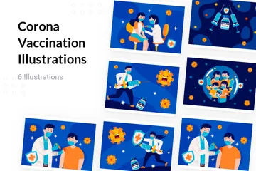 Vaccination contre le coronavirus Pack d'Illustrations