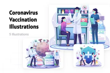 Vaccination contre le coronavirus Pack d'Illustrations
