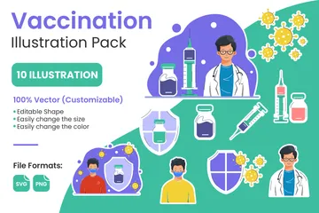 Vaccination Medical And Healthcare Illustration Pack