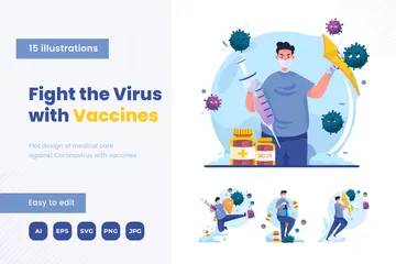 Vaccin contre le corona virus Pack d'Illustrations