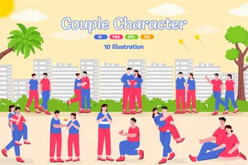 Valentine Couple Celebrate Illustration Pack