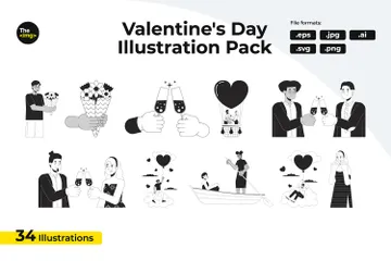 Valentines Dating Couple Illustration Pack