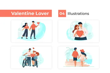 Valentinstag-Liebhaber Illustrationspack