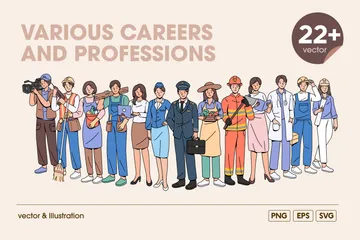 Various Careers And Professions Illustration Pack