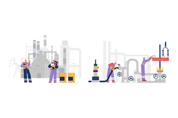 Various Processes For Maintaining Of Oil And Gas Production And Processing Plants Illustration Pack