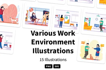 Various Work Environment Illustration Pack