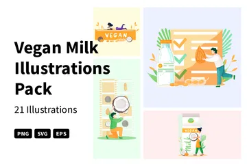 Vegan Milk Illustration Pack