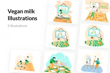 Vegan Milk Illustration Pack