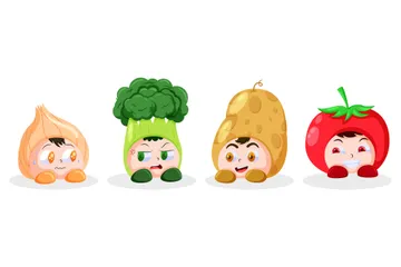 Vegetable Character Illustration Pack