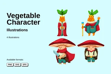 Vegetable Character Illustration Pack
