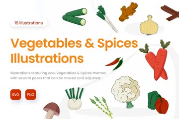 Vegetables & Spices Illustration Pack