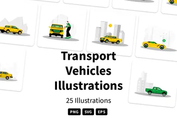Transporte y Vehículos Paquete de Ilustraciones