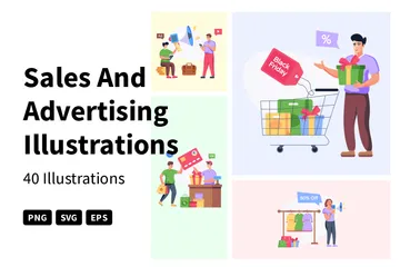 Ventes et publicité Pack d'Illustrations