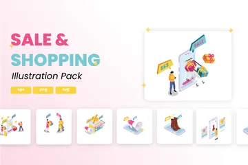 Verkauf und Einkaufen Illustrationspack