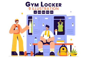 Vestiaire du gymnase Pack d'Illustrations