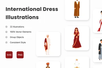 Vestido internacional Pacote de Ilustrações