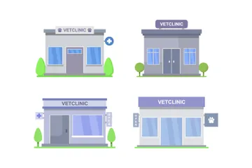 Vetclinic Buildings Illustration Pack