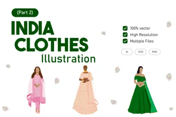 Vêtements traditionnels indiens - Partie 2 Pack d'Illustrations