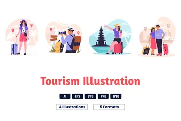 Viagem de Turismo Pacote de Ilustrações