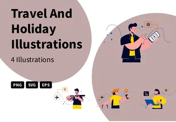 Viagens e férias Pacote de Ilustrações