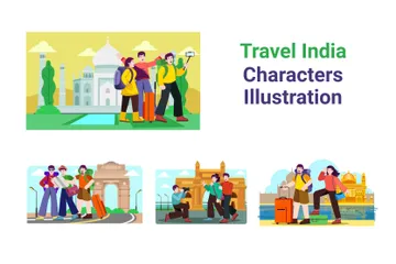 Viajar pela Índia Pacote de Ilustrações