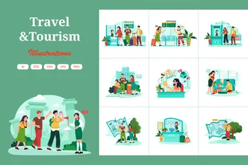 Viagem de Turismo Pacote de Ilustrações