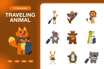 Animais viajando Pacote de Ilustrações