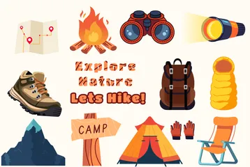Viajar e acampar Pacote de Ilustrações