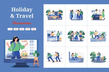 Vacaciones y viajes Paquete de Ilustraciones