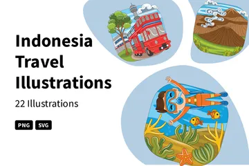 Viajes a Indonesia Paquete de Ilustraciones