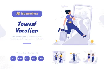 Vacaciones Turísticas Paquete de Ilustraciones