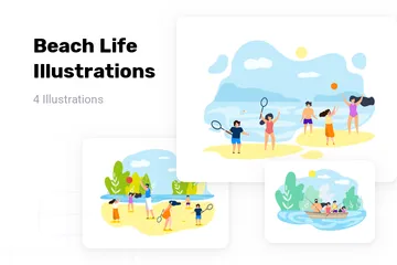 Vida en la playa Paquete de Ilustraciones