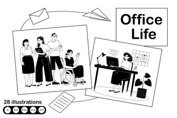 Vida no escritório Pacote de Ilustrações