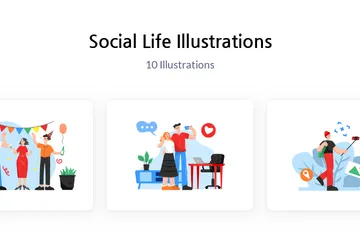 Vida social Pacote de Ilustrações