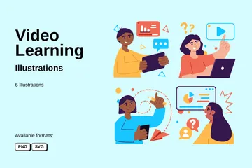 Aprendizaje por vídeo Paquete de Ilustraciones
