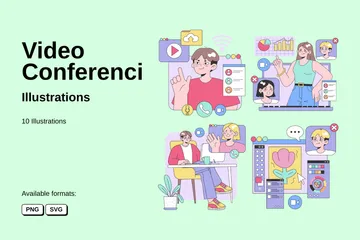 Vidéo conférence Pack d'Illustrations