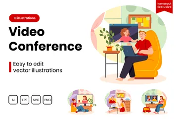 Conférence vidéo Pack d'Illustrations