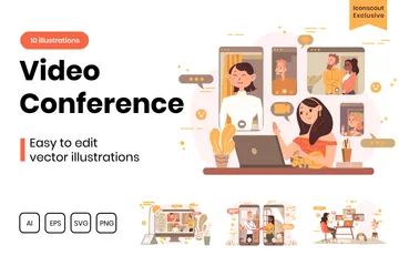 Video Conference Illustration Pack