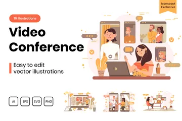 Video Conference Illustration Pack