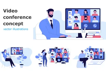 Video Conference Illustration Pack