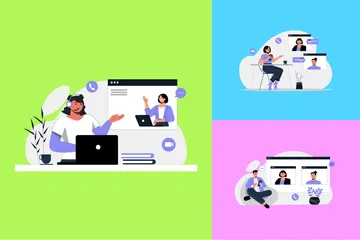 Video Conferencing Illustration Pack