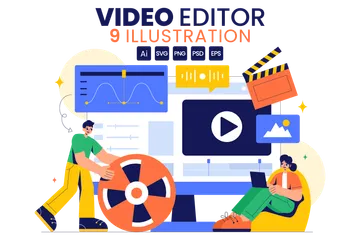 Video Editing Software Illustration Pack